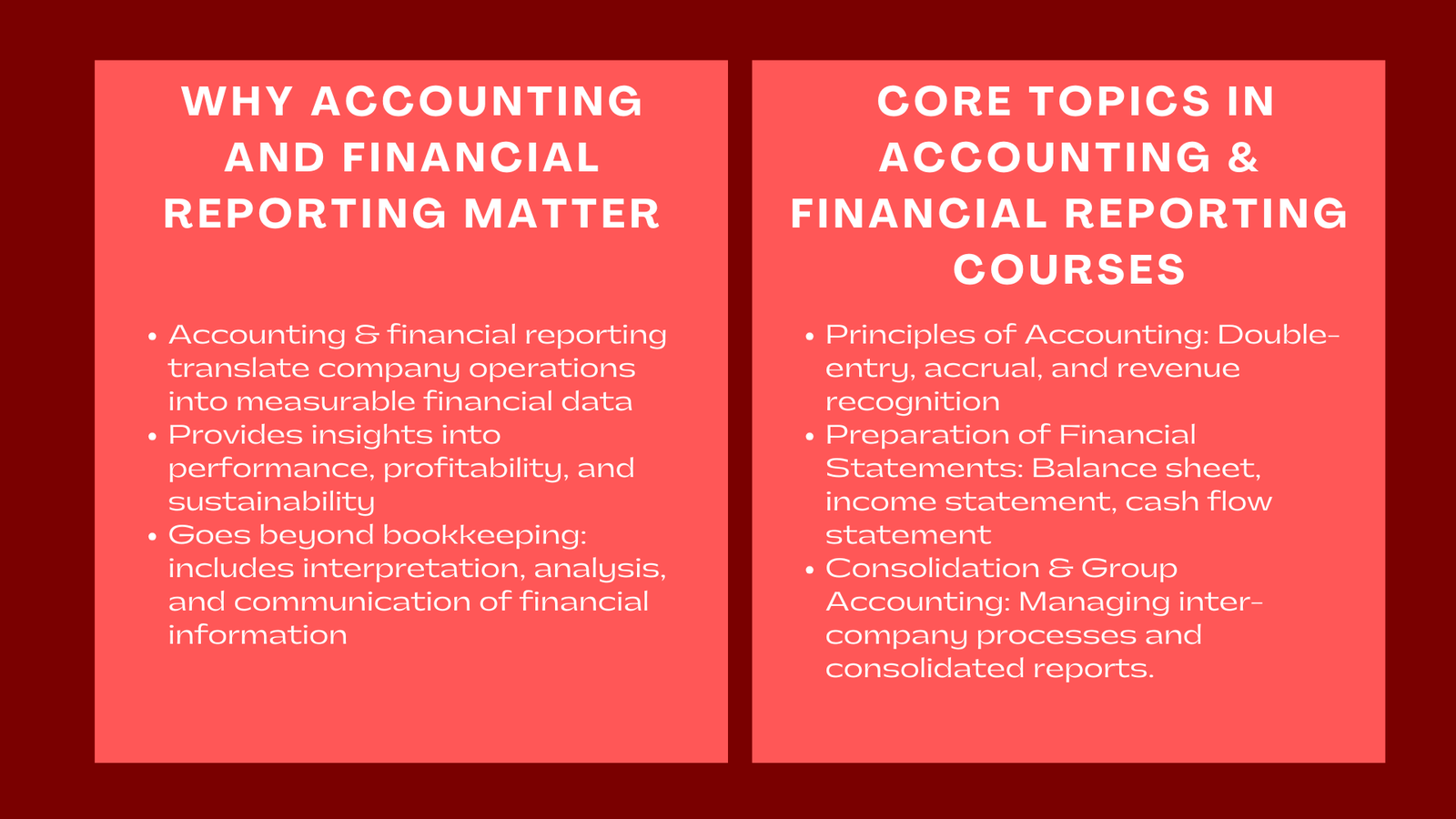 Accounting and Financial Reporting Courses for Finance Professionals