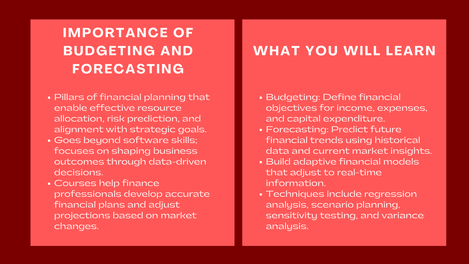 Budgeting and Forecasting Courses for Finance Teams