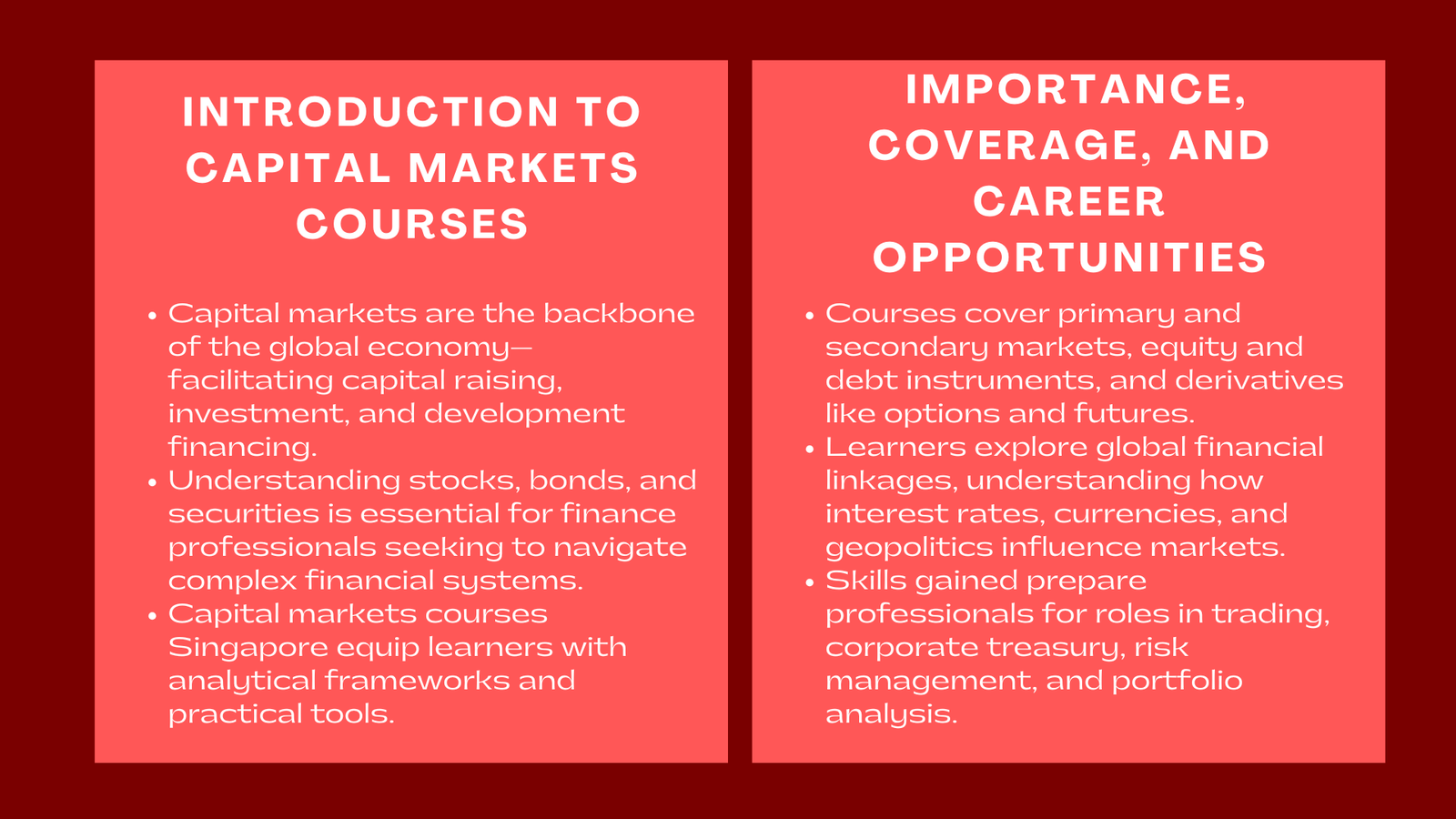 Capital Markets Courses Understanding Stocks Bonds and Securities