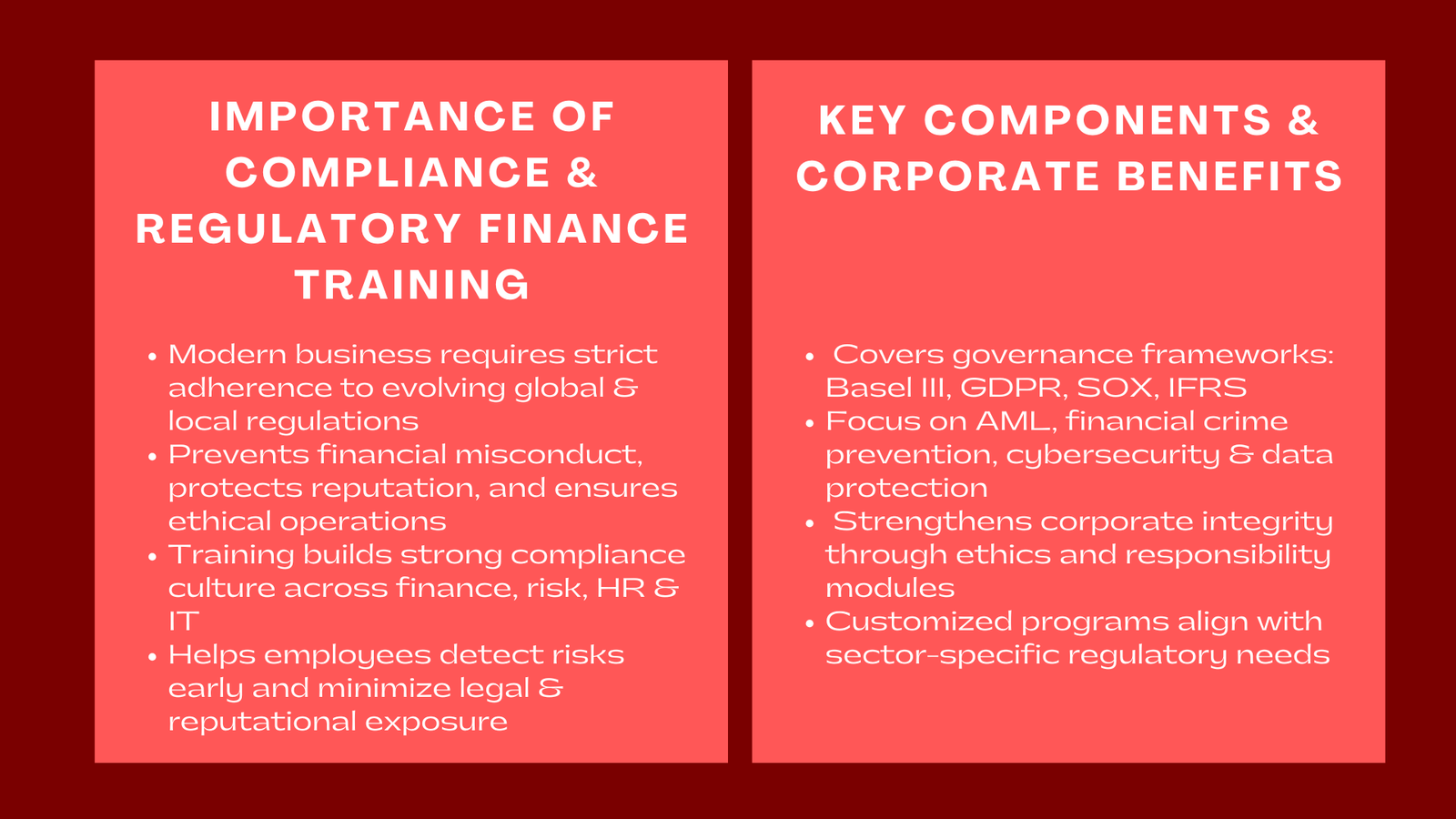 Compliance and Regulatory Finance Courses for Corporates
