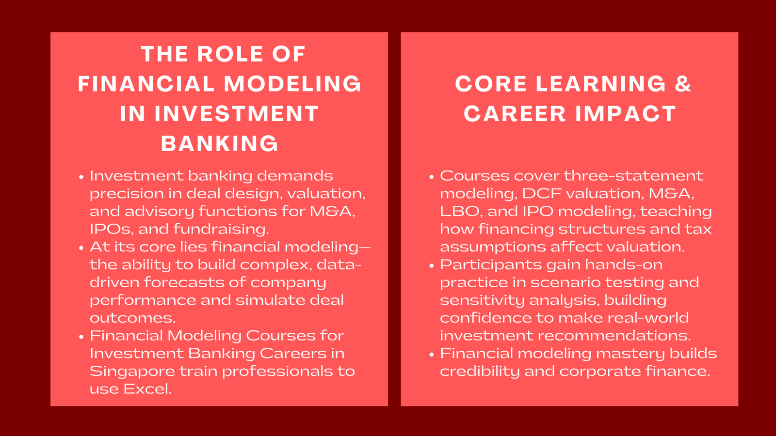 Financial Modeling Courses for Investment Banking Careers