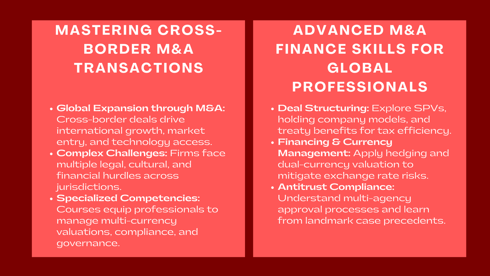 Mergers and Acquisitions M&A Finance Courses Navigating Cross Border Transactions and Regulatory Challenges