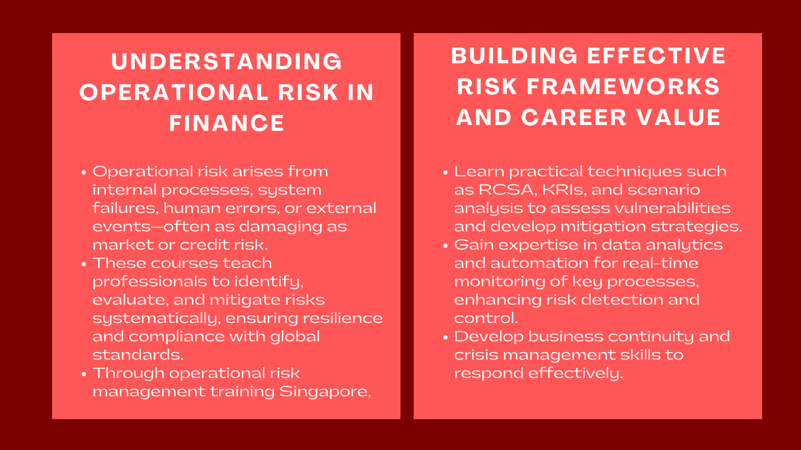 Operational Risk Management Courses for Finance Professionals