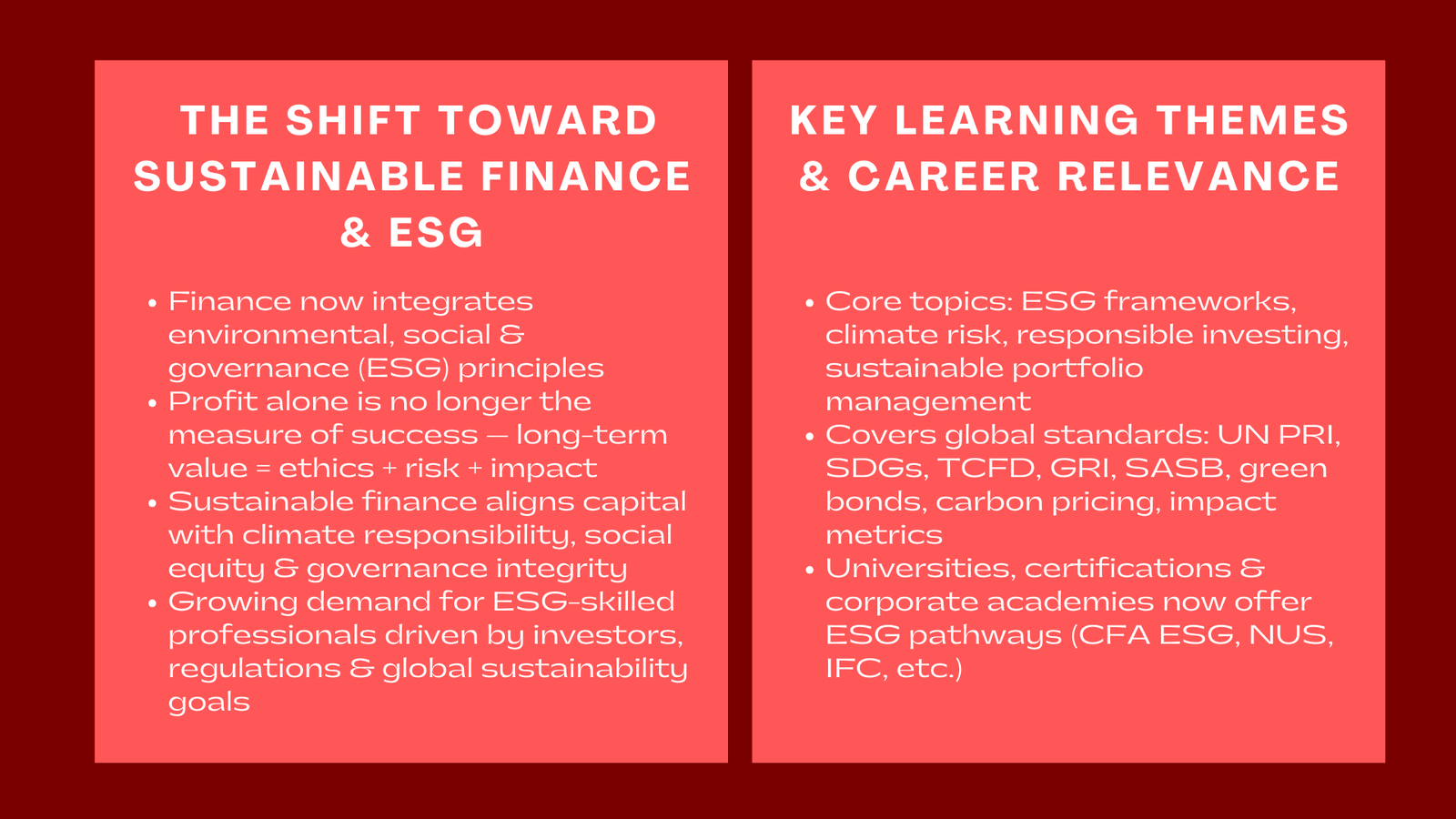 Sustainable Finance and ESG Courses for Corporate Responsibility
